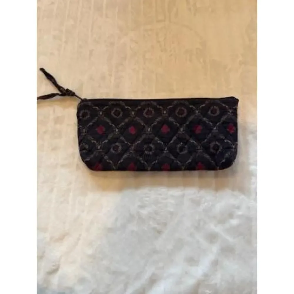 Vintage Retired Black Laurel Vera Bradley Brush Pencil Cosmetic Zipper Bag